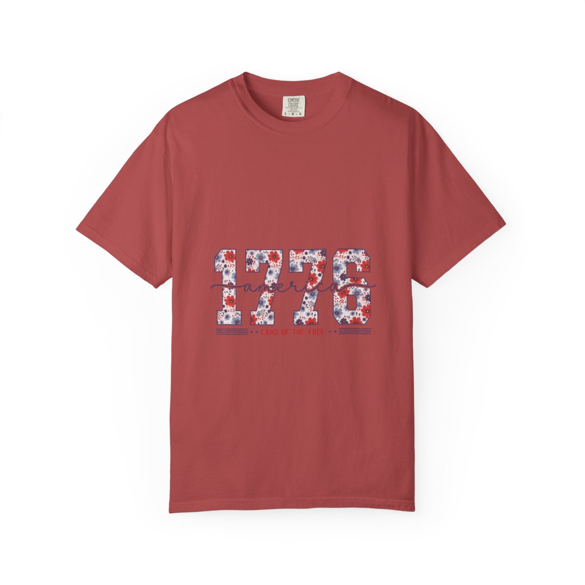 Patriotic Floral 1776 Americana Tee, Custom Independence Day Shirt, Vintage Style Flower Design, Land of the Free Gift