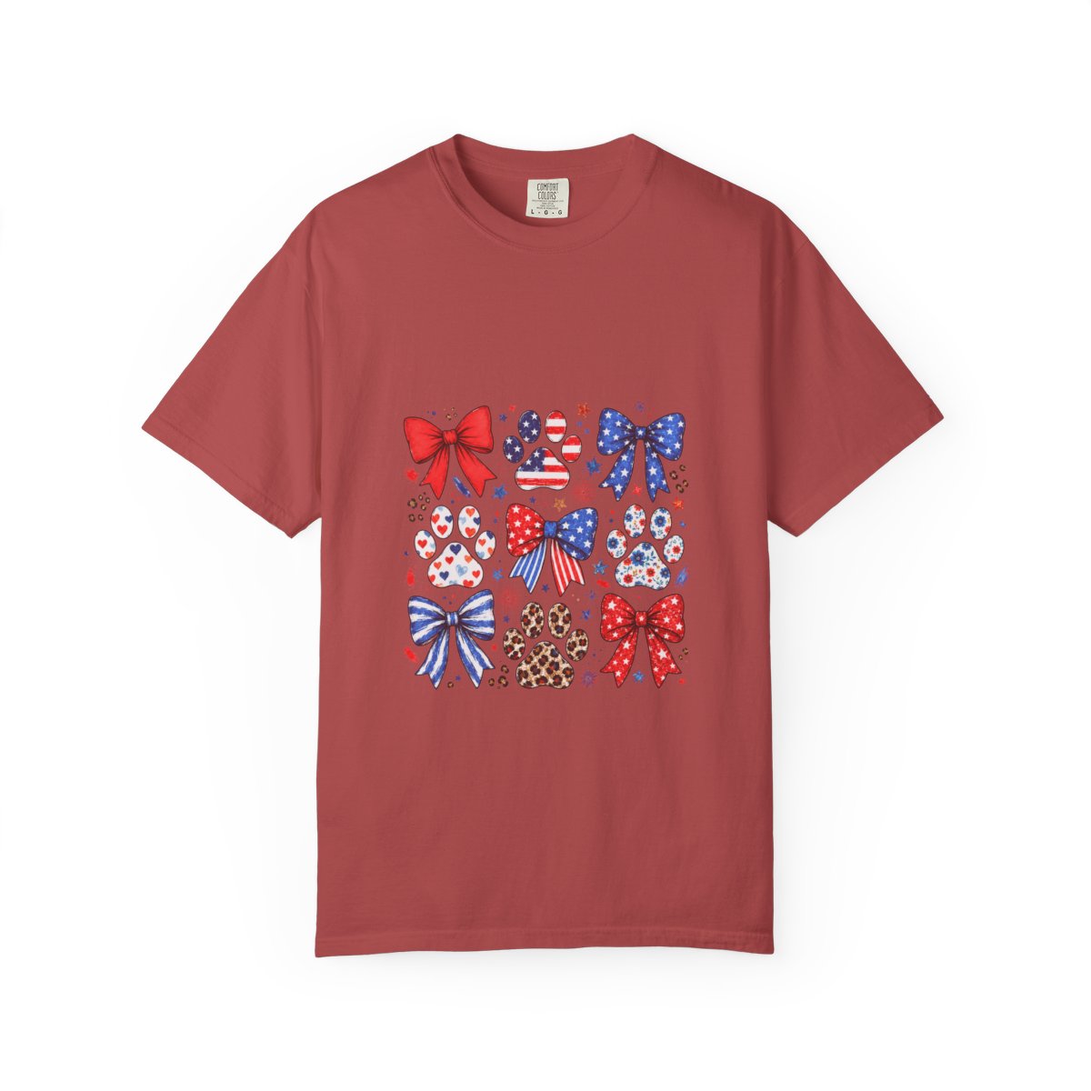 American Flag Paw Print Tshirt, Patriotic Bow Custom Tee, July 4th Animal Lover Gift, Cute USA Dog Lover Shirt, Independence Day Tee