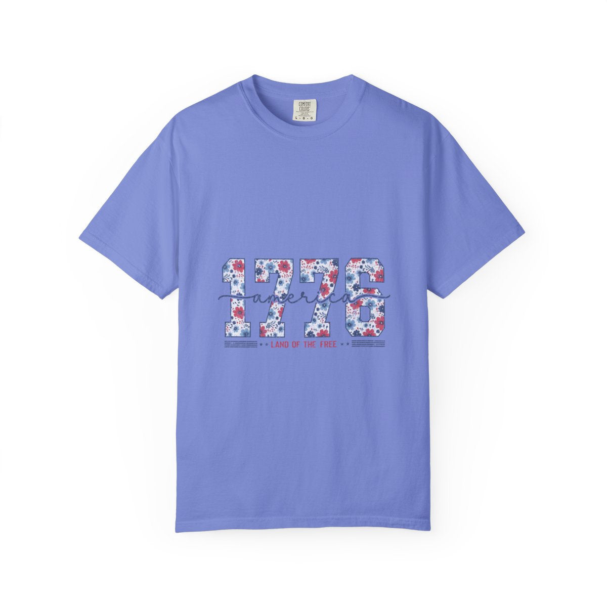 Patriotic Floral 1776 Americana Tee, Custom Independence Day Shirt, Vintage Style Flower Design, Land of the Free Gift