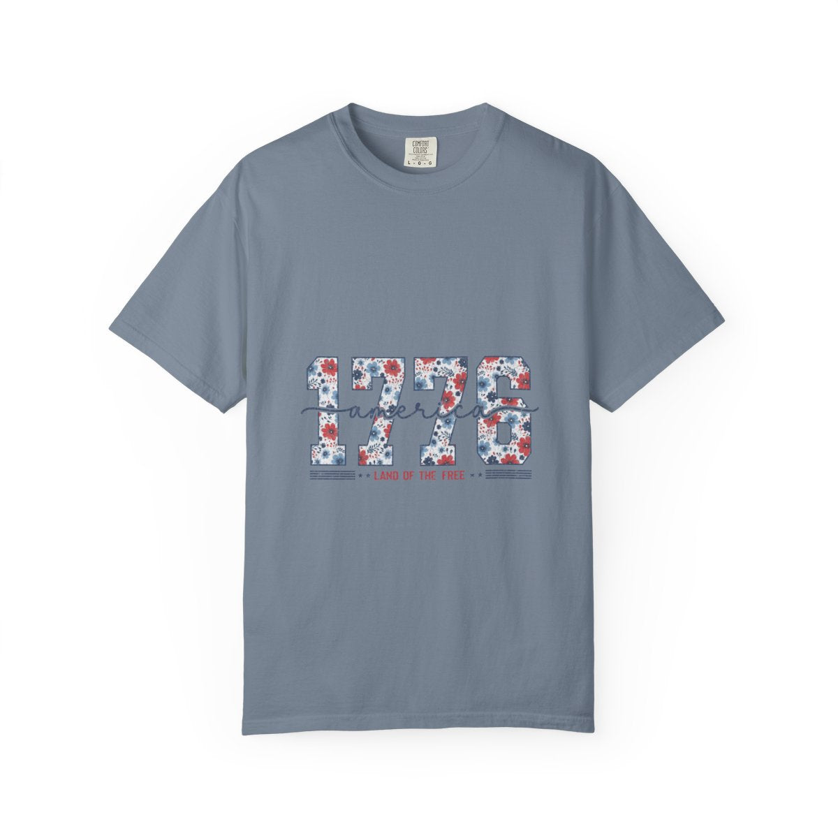 Patriotic Floral 1776 Americana Tee, Custom Independence Day Shirt, Vintage Style Flower Design, Land of the Free Gift