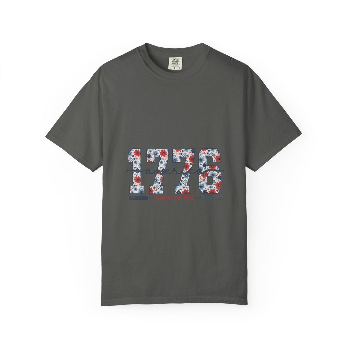 Patriotic Floral 1776 Americana Tee, Custom Independence Day Shirt, Vintage Style Flower Design, Land of the Free Gift