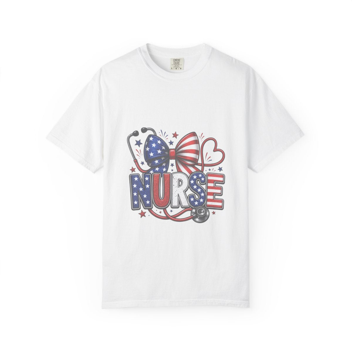 Patriotic Nurse Shirt, USA Flag Inspired Tee, Nurse Appreciation Gift, RN Independence Day Apparel, Stethoscope Graphic Top, Unique Medical