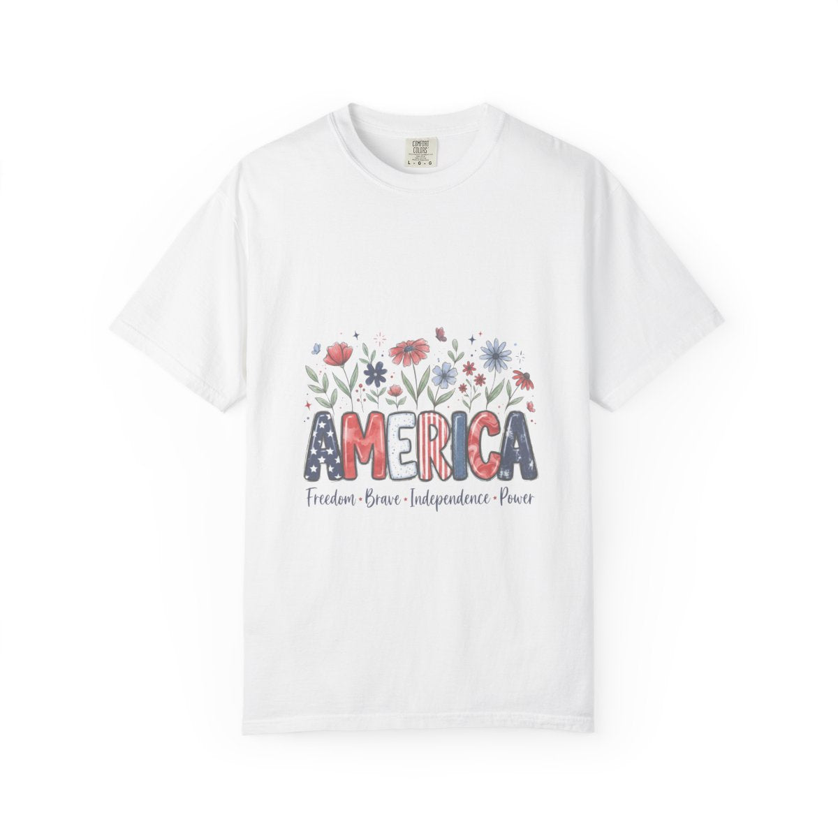 Patriotic America T-Shirt, Custom Independence Day Tee, USA Pride Gift, Freedom Brave Power, American Flag Graphic, Customizable Shirt