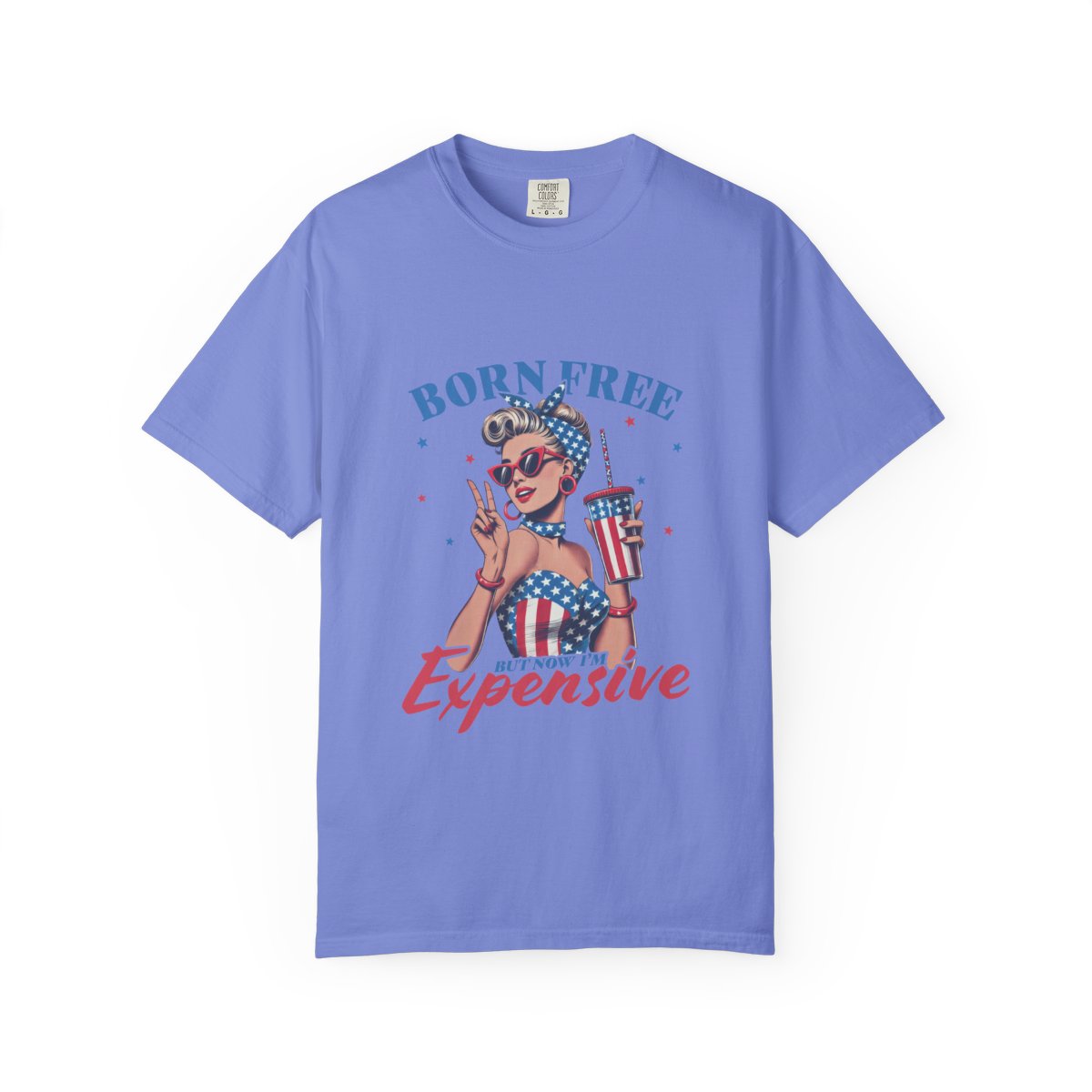 Retro American Pop Art T-Shirt, Vintage Patriotic Graphic Tee, USA Flag Fashion, Fun Gift for Her, High Quality Comfortable Top