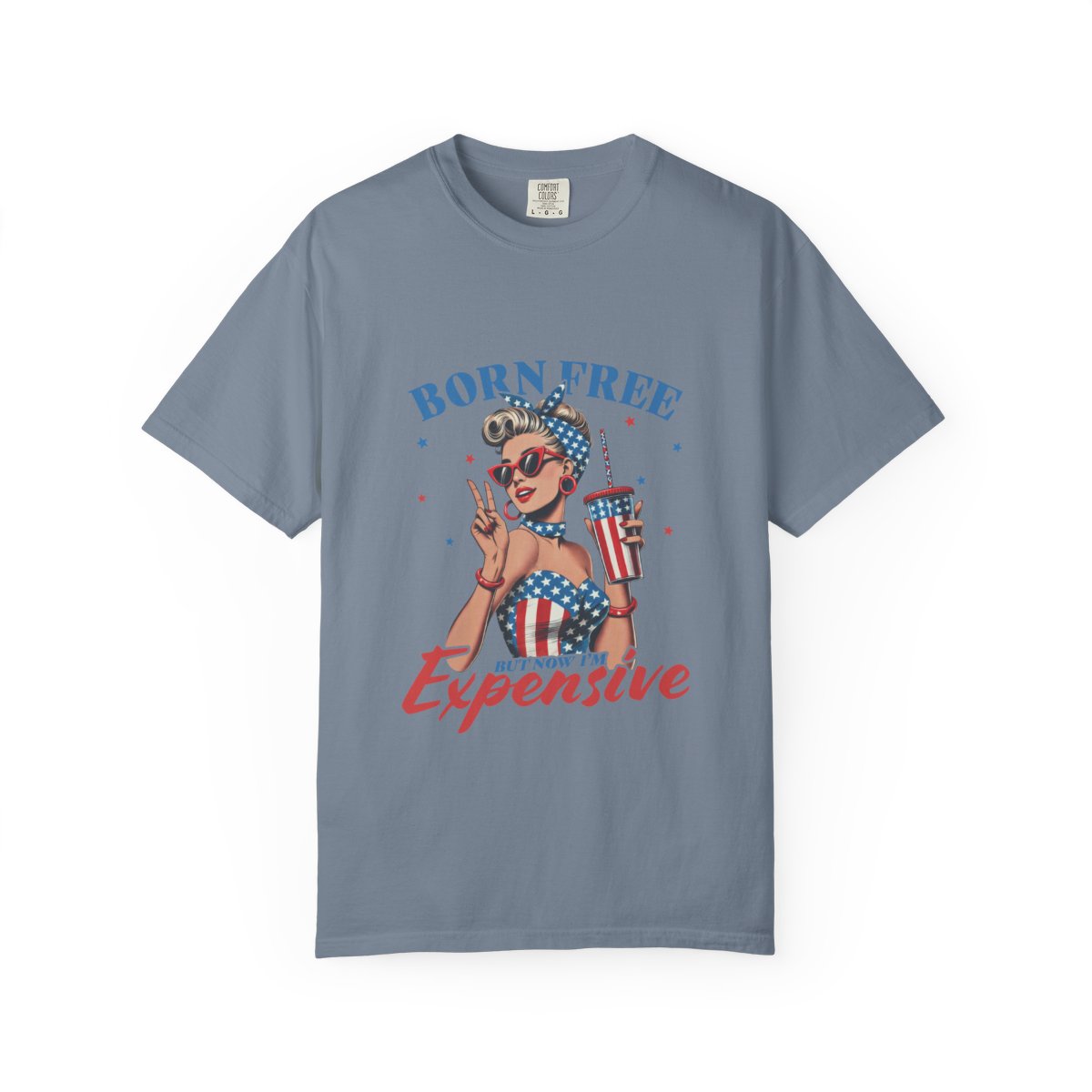 Retro American Pop Art T-Shirt, Vintage Patriotic Graphic Tee, USA Flag Fashion, Fun Gift for Her, High Quality Comfortable Top