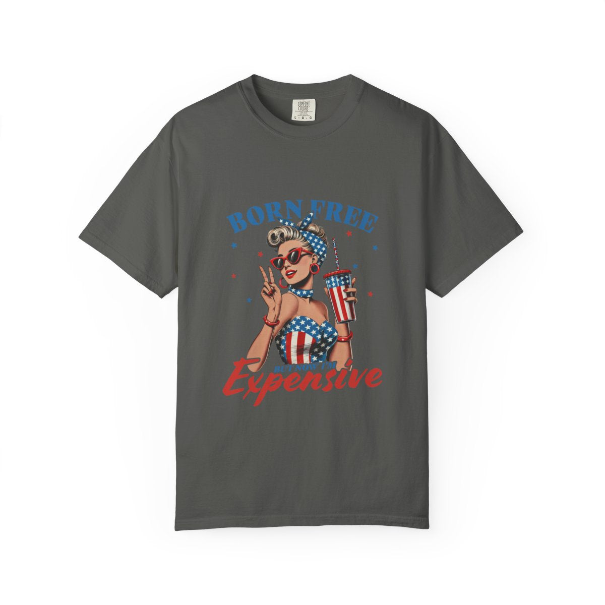 Retro American Pop Art T-Shirt, Vintage Patriotic Graphic Tee, USA Flag Fashion, Fun Gift for Her, High Quality Comfortable Top
