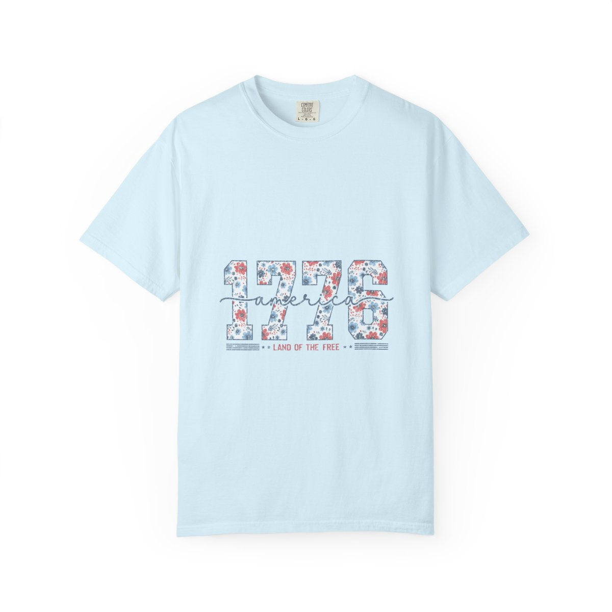 Patriotic Floral 1776 Americana Tee, Custom Independence Day Shirt, Vintage Style Flower Design, Land of the Free Gift