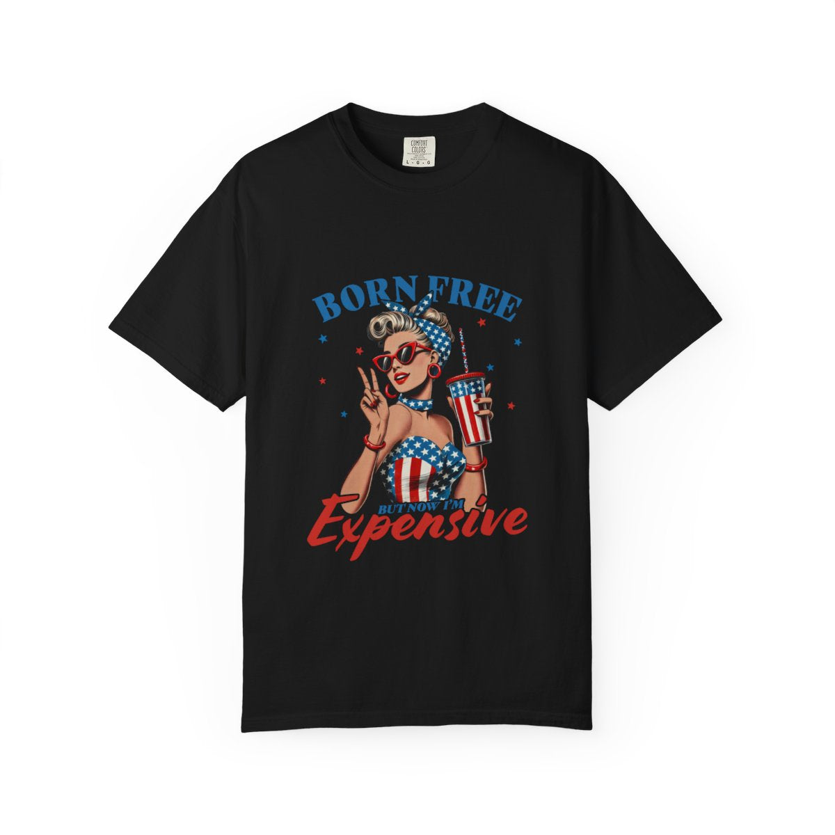 Retro American Pop Art T-Shirt, Vintage Patriotic Graphic Tee, USA Flag Fashion, Fun Gift for Her, High Quality Comfortable Top