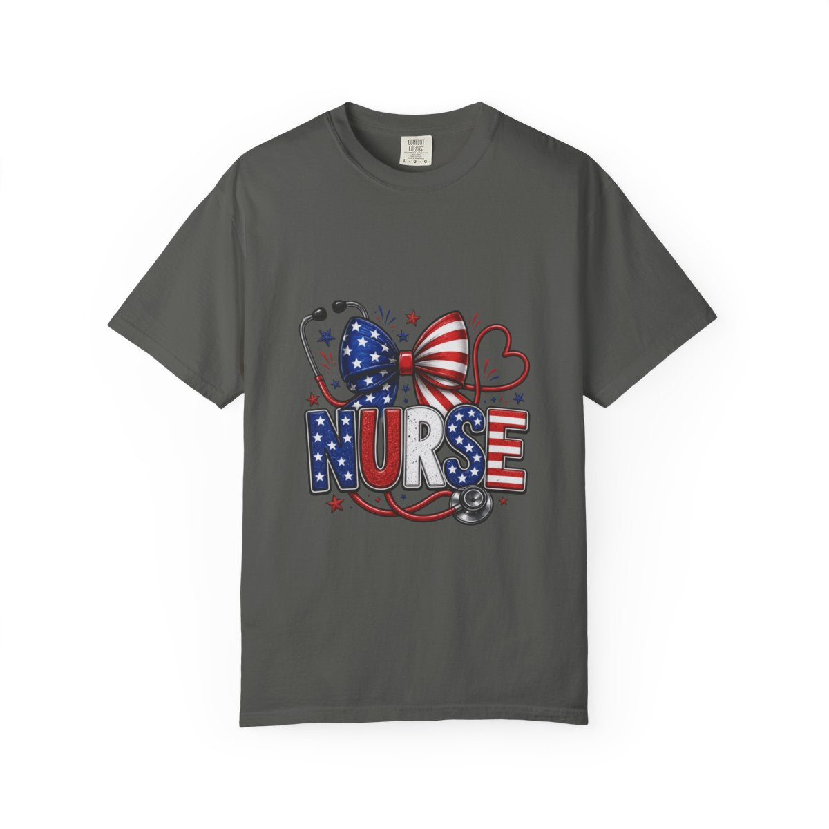 Patriotic Nurse Shirt, USA Flag Inspired Tee, Nurse Appreciation Gift, RN Independence Day Apparel, Stethoscope Graphic Top, Unique Medical