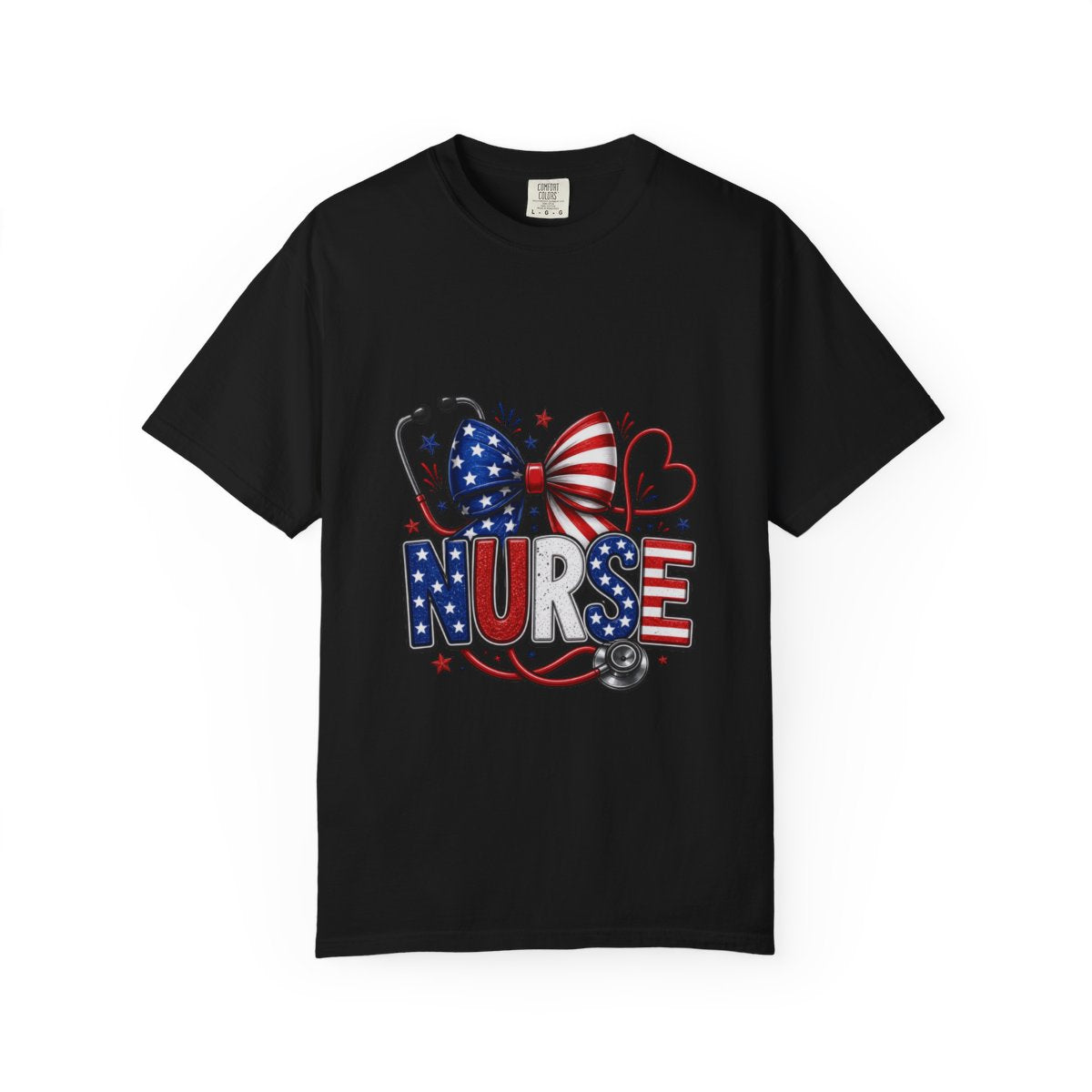 Patriotic Nurse Shirt, USA Flag Inspired Tee, Nurse Appreciation Gift, RN Independence Day Apparel, Stethoscope Graphic Top, Unique Medical