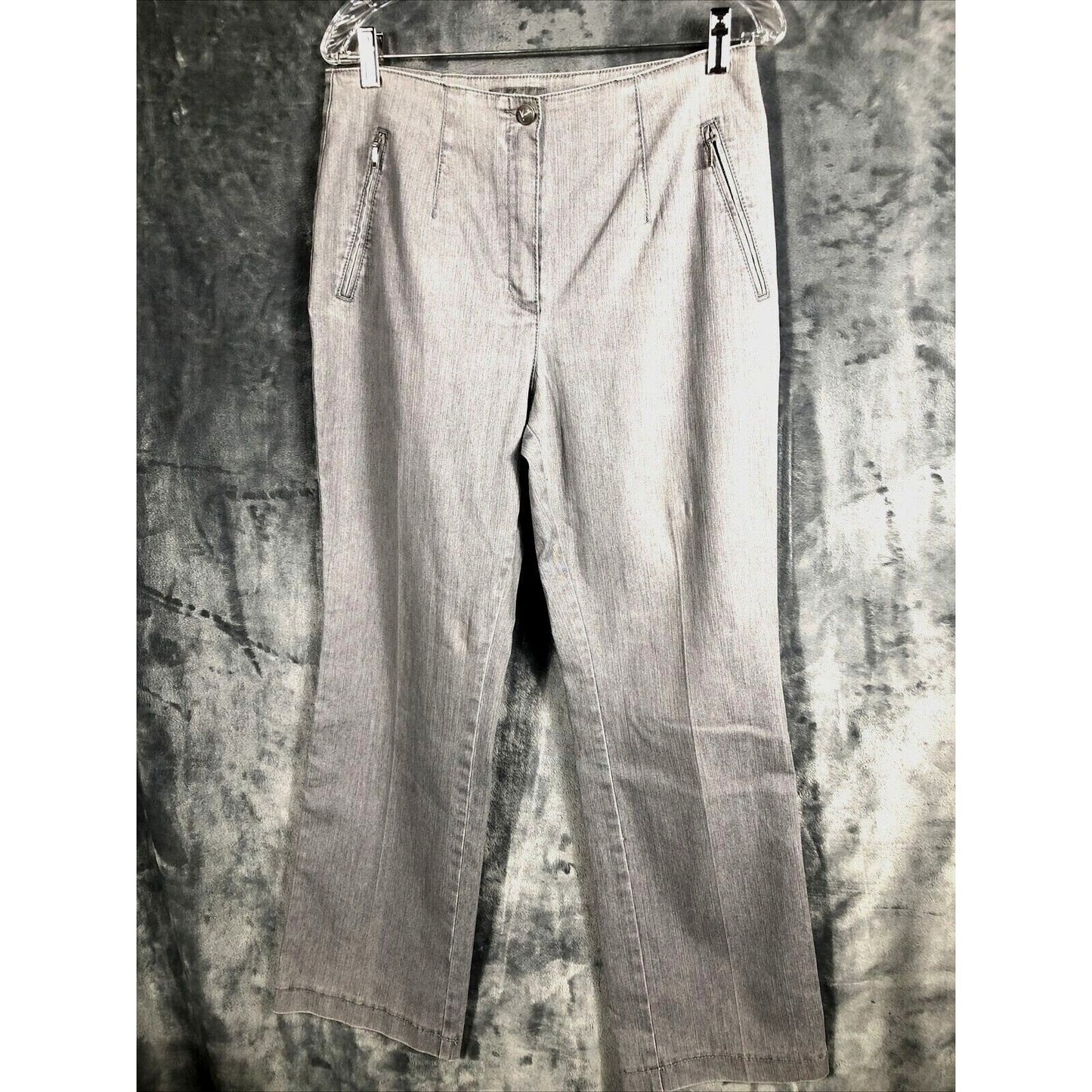 Jacky Vanilia Becky Woman's Gray Denim Trouser Pants Size 14 With Zip