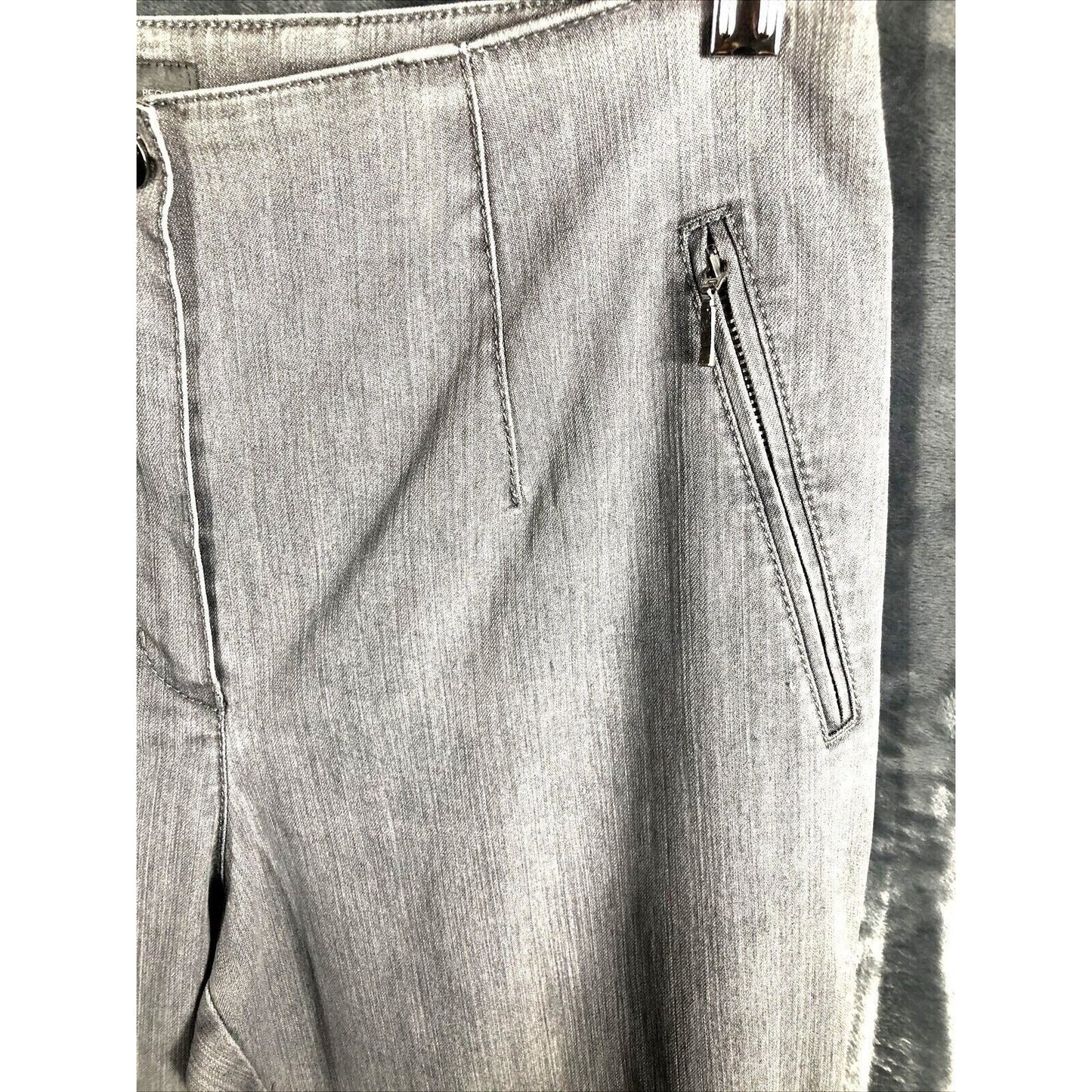 Jacky Vanilia Becky Woman's Gray Denim Trouser Pants Size 14 With Zip