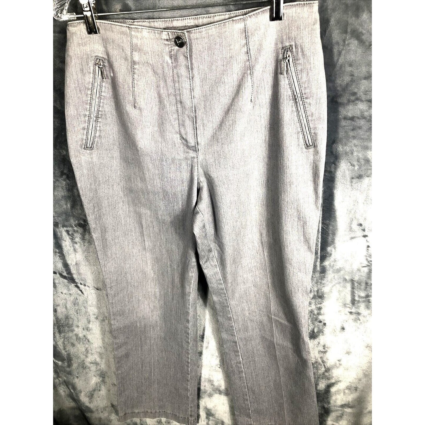Jacky Vanilia Becky Woman's Gray Denim Trouser Pants Size 14 With Zip