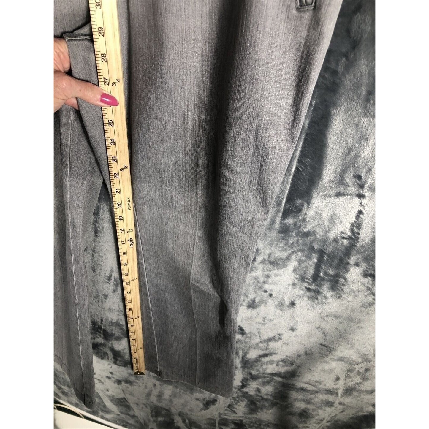 Jacky Vanilia Becky Woman's Gray Denim Trouser Pants Size 14 With Zip