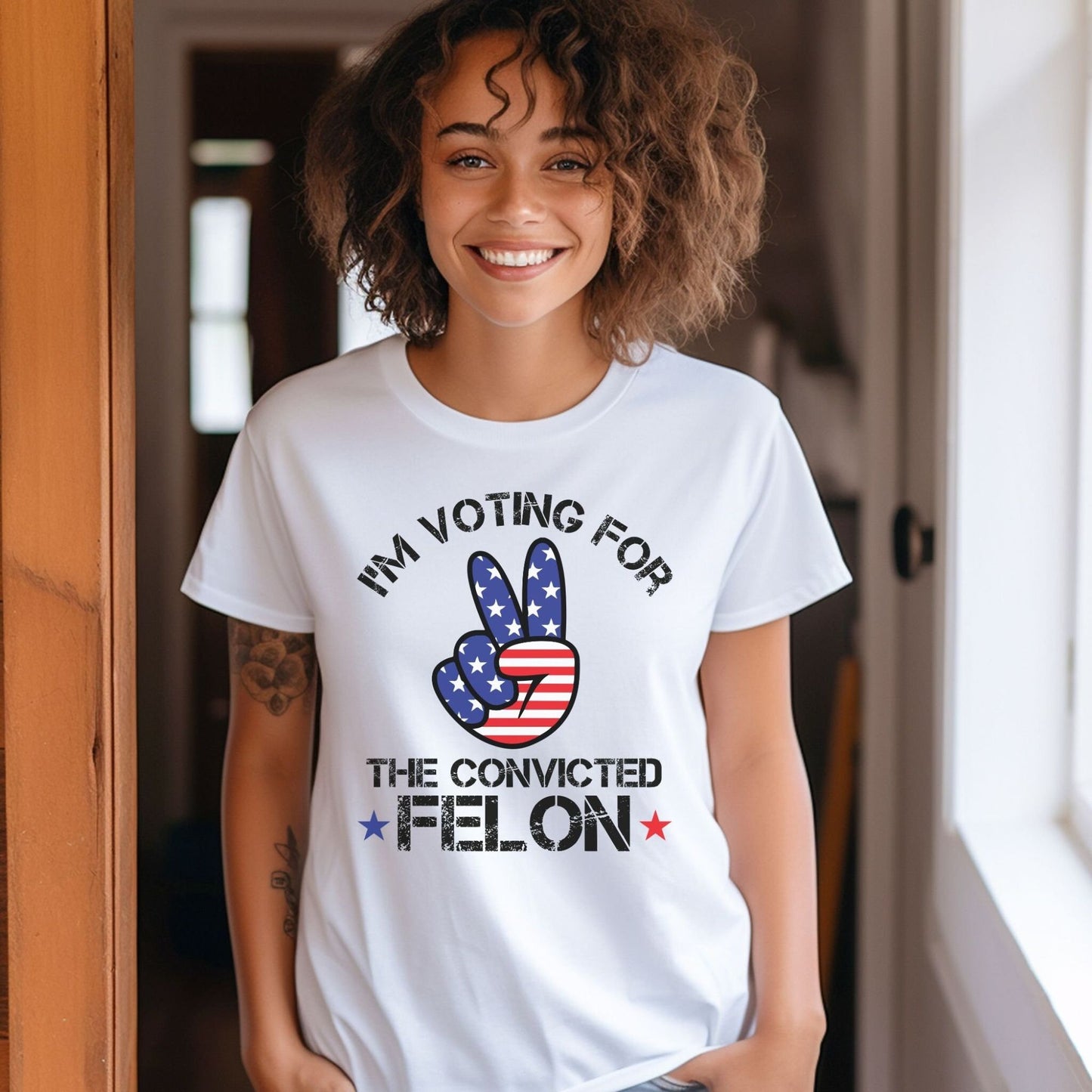 I'm Voting For The Felon T Shirt Trump for President 2024 Tee Shirt Trump Nation Mugshot 47 Sweatshirt Republican Women Men Merica T Shirt