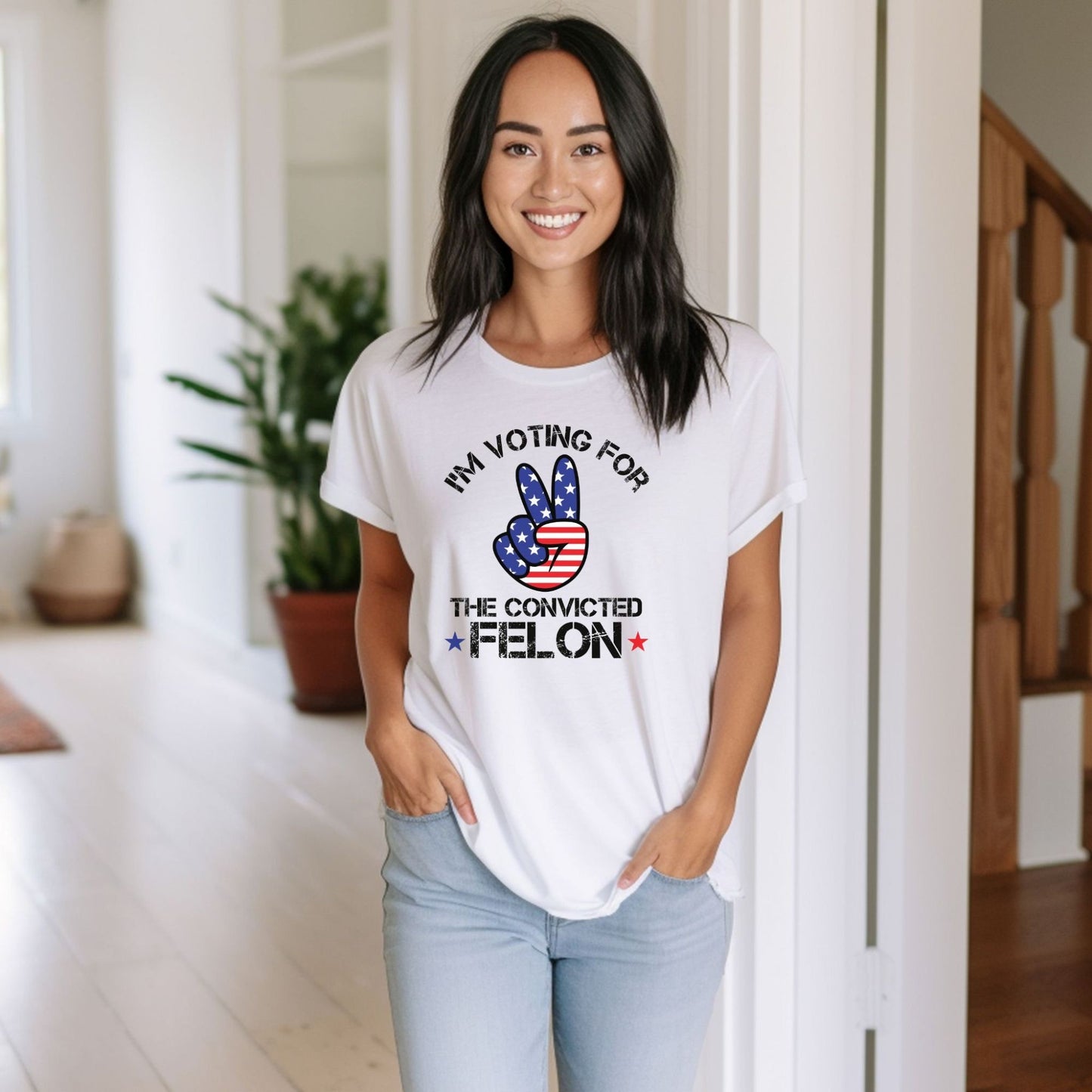 I'm Voting For The Felon T Shirt Trump for President 2024 Tee Shirt Trump Nation Mugshot 47 Sweatshirt Republican Women Men Merica T Shirt
