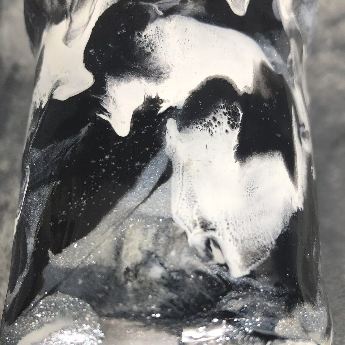 Hand-Painted Marble Tumbler 30oz Black/White Insulated Stainless Steel With Lid & Straw