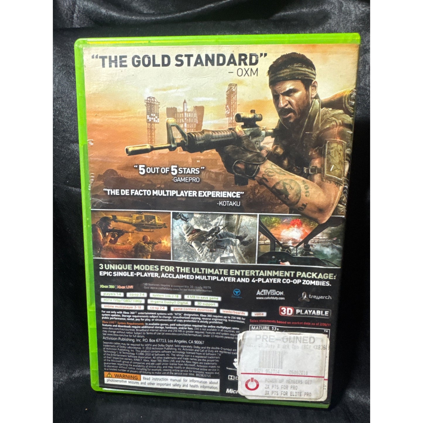 Call Of Duty: Black Ops Xbox 360 Game Disc & Case By Activision