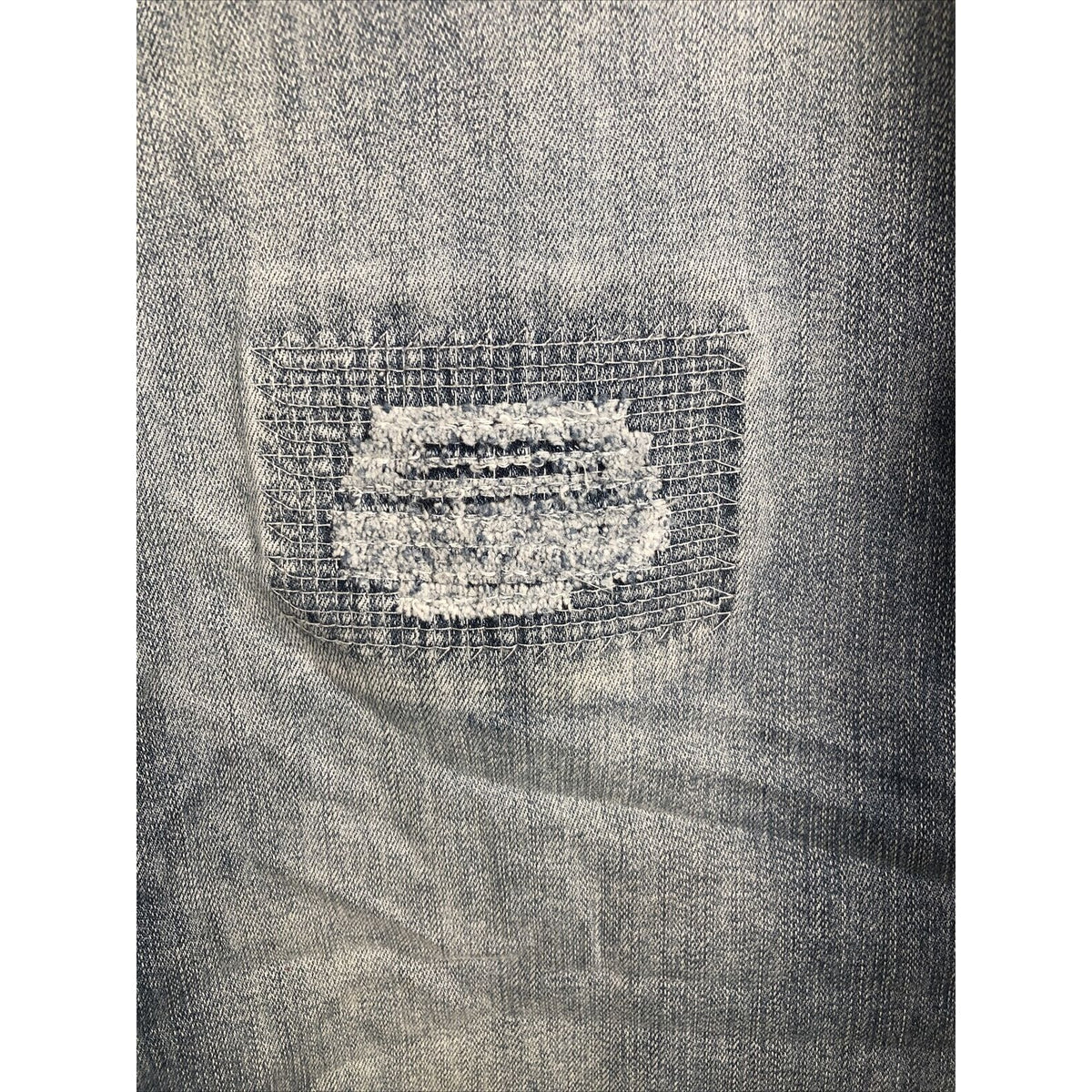 Vintage Distressed Womans Jeans Blue Denim With Floral Patchwork Size 24