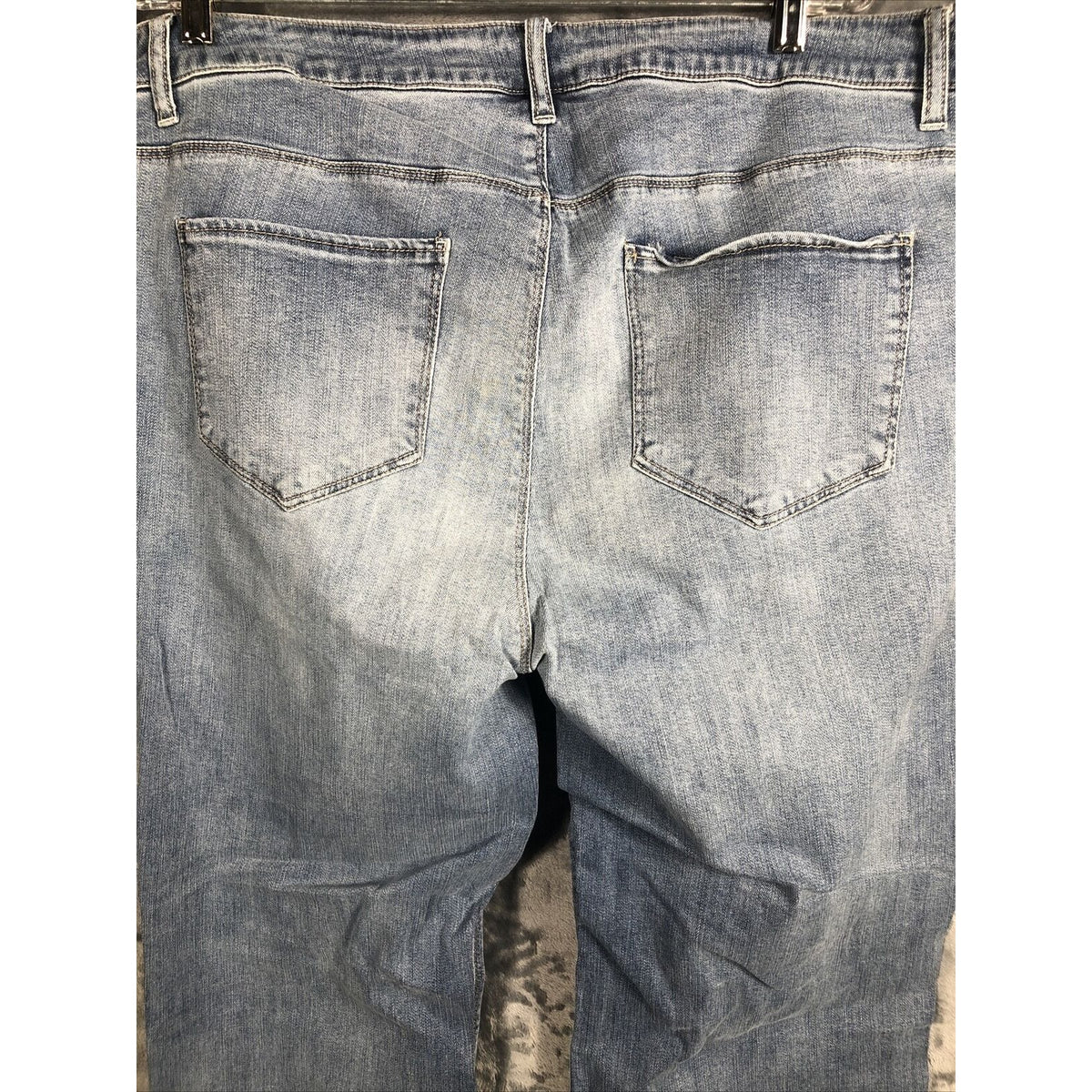 Vintage Distressed Womans Jeans Blue Denim With Floral Patchwork Size 24