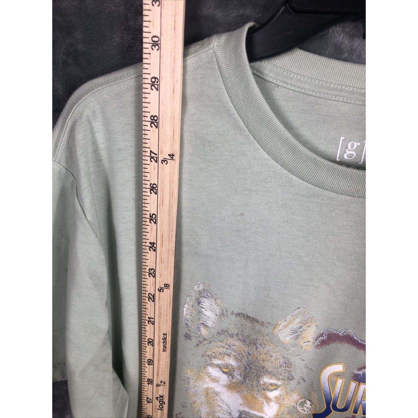 Men’s T Shirt Survivors Biker Shirt Extra Large Bike Wolf Green Bikers Tee Shirt