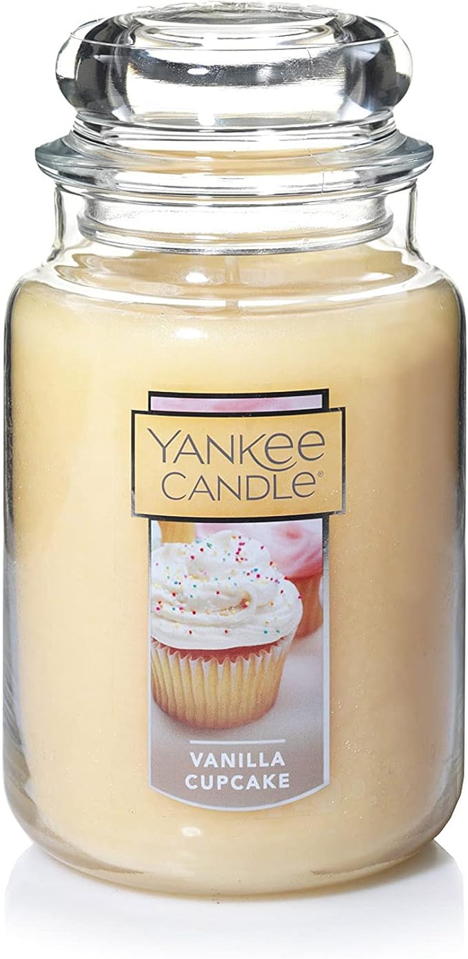 Yankee Candle Vanilla Cupcake Scented, Classic 22oz Large Jar Single Wick Candle, Over 110 Hours of Burn Time, Cream