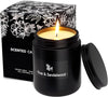 Scented Candle for Home Scented, Strong Fragranced Aromatherapy Candles - 7.6 Oz, 100% Soy Wax - Winter Candles Valentine’s Day Gift for Men & Women in Black Jar, Rose&Sandalwood